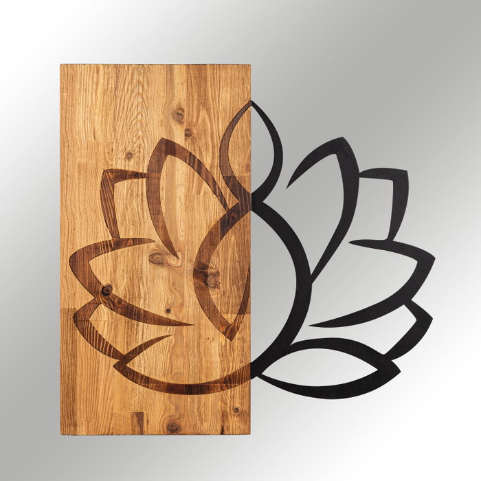 Wallity Lotus Escultura de pared Negro y Nogal